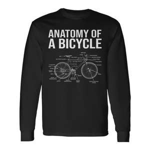 T-shirt à manches longues pour cyclistes, anatomie d'un vélo, pièces de vélo, promotionnel pour les passionnés de cyclisme - Product Image 1