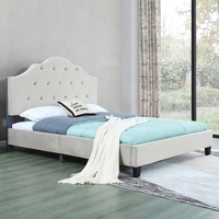 Willsoon New Store Assemblage facile lattes de bois Queen Size velours rembourré plate-forme lit tissu doux matériel chambre meubles