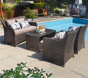 Factory Price Rattan Wicker Patio Mobiliário Clássico Sofá ao ar livre Jardim Cadeira de jantar <span class=keywords><strong>Set</strong></span> Impermeável Modular Sofá com Almofada - Product Image 4