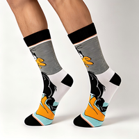 Chaussettes personnalisables entièrement imprimées en couleur, chaussettes de sport imprimées avec des lettres, chaussettes à fleurs, chaussettes sublimées pour hommes