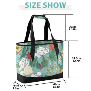 Wholesale Custom Hawaiian Flowers Thermal Lunch Box Puakenikeni Lei Oxford Material Cooler Lunch Bag Shoulder - Product Image 3