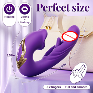 Vibrador de silicona para mujer con <span class=keywords><strong>punto</strong></span> <span class=keywords><strong>G</strong></span>, juguete sexual con 7 modos de vibración y 5 modos de succión y lamido, alimentación USB, tipos de dildo y vibrador en forma de rosa - Product Image 4