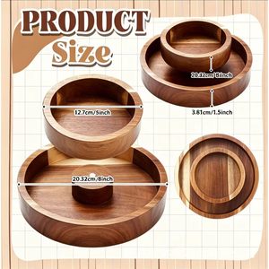 Cross-border wooden dried fruit <b>box</b>, household living room snack tray, rotating dessert, candy, and nut <b>box</b> - Product Image 2