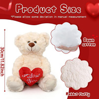 Ours en peluche mignon avec un cœur « Je t'aime » en peluche douce blanche, cadeau d'anniversaire pour elle ou lui, petite amie, petit ami, anniversaire, ours de 50 cm