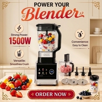 Mixeur de table HGM en gros, 1500W, pour smoothies aux fruits, jus et glace pilée, robot culinaire, appareil de cuisine, direct usine