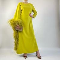 Robes de soirée de luxe de Dubaï pour femmes musulmanes, Abaya évasée arabe avec taille unique et manches longues, prête à l'emploi (ODM)
