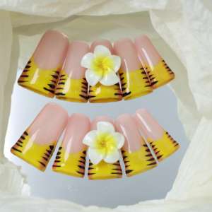 Uñas acrílicas hechas a mano al por mayor, uñas postizas cuadradas de cobertura completa, flores 3D, rayas pintadas a mano, personalización disponible - Product Image 3