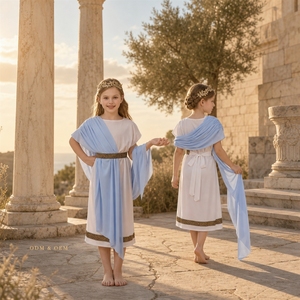 Costume d'Halloween pour enfants, robe <span class=keywords><strong>de</strong></span> <span class=keywords><strong>la</strong></span> <span class=keywords><strong>mythologie</strong></span> grecque, robe <span class=keywords><strong>de</strong></span> garçon et <span class=keywords><strong>de</strong></span> fille, tunique romaine blanche, robe longue en polyester, carnaval - Product Image 1
