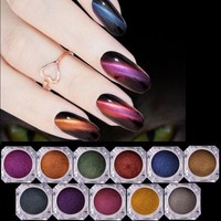 Poudre 3D effet œil de chat, Poudre à ongles effet symphonie, Poudre à ongles effet miroir néon, Vernis à ongles gel UV, Paillettes pour loisirs créatifs (cartes téléphoniques), Convient aux débutants