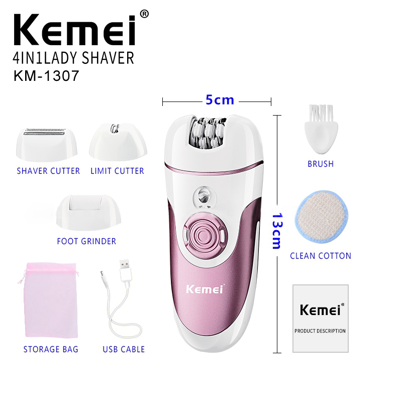 Kemei KM-1307 4 in 1 multi-function lady electric shaver description image