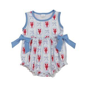 Pelele de poliéster transpirable para bebé niña (13-18 meses) con diseño de camarón, para todas las estaciones, venta al por mayor, ropa infantil de boutique, precio de fábrica. - Product Image 1