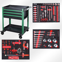 Ensemble d'outils combinés de réparation de machines en acier au carbone de 158 pièces avec coffret rigide et chariot à outils mobile pour atelier OEM 4S