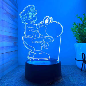 Luz Nocturna 3D <span class=keywords><strong>Super</strong></span> <span class=keywords><strong>Mario</strong></span> Regalo USB Lámpara de Cabecera Control Táctil Colorida Control Remoto Lámpara de Mesa 16 Colores - Product Image 3