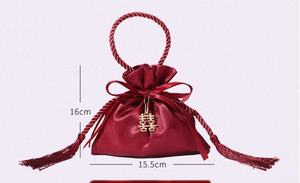 Nouvelle Arrivée : Pochette en Soie Rouge avec Cordon de Serrage, Sac Cadeau pour Bonbons et Bijoux avec Nœud, Idéal pour Anniversaire, Mariage, Emballage Textile - Product Image 6