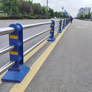 Barriera di Sicurezza Portatile con Base, <span class=keywords><strong>Guardrail</strong></span> in Acciaio Inox Blu e Argento, Livello Ingegneristico, Riflettente e Leggero - Product Image 5