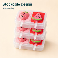 Moule à glace aux fruits mignons fraise pastèque sorbetière en silicone avec couvercle scellé boîte de rangement enfants friandises d'été en gros