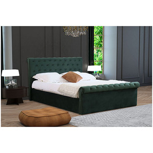 Contemporary Modern Queen-Size Chesterfield Bed Solid Wood Upholstered Velvet <b>Bedside</b> Ottoman Up-Holstered Bedrooms Furniture - Product Image 6