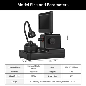 Dụng cụ đo vòng eo kim cương độ phân giải cao 4,3 inch, kính hiển vi phóng đại 1500X, dụng cụ làm đồ trang sức - Product Image 4