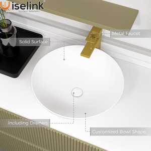 Lavabo de piedra artificial con forma personalizada, lavabo de encimera de superficie sólida, lavabo de baño Acrílico - Product Image 2