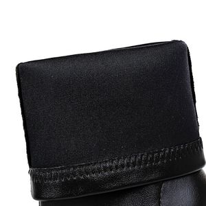 Bottines en cuir à talon aiguille grande taille 43 pour femme, bottes mi-hautes pour femmes - Product Image 4