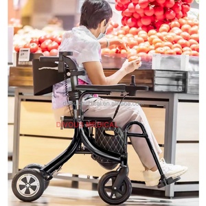 Health Care Lightweight Folding <b>4</b>-<b>Wheel</b> Electric Rollator Wheelchair Elderly Outdoor <b>Trolley</b> Electric Scooter Walker - Product Image 6