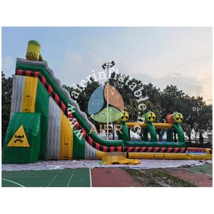 Toboggan aquatique gonflable double piste à thème nucléaire toxique, toboggan aquatique commercial avec piscine, location estivale, vente en gros, personnalisation usine - Product Image 4