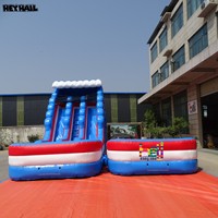 Prix d'usine, toboggan aquatique gonflable en PVC à deux voies de 18 pieds pour location de fête humide ou sèche