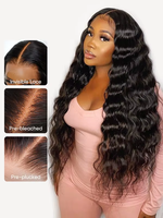 Perruque en cheveux humains bruts bouclés indiens, à ondulations profondes, avec closure HD transparente ultra-fine 5x5/13x4, pré-épilée avec baby hair, sans colle, petite taille
