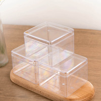 Boîte à gâteau carrée transparente jetable en plastique PS personnalisée JNH-009 avec laminage brillant pour biscuits, bonbons et aliments