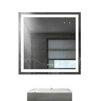 Miroir de salle de bain carré LED Amorho 36x36 avec éclairage avant/arrière, gradation progressive, anti-buée, incassable, mémoire, 3 couleurs