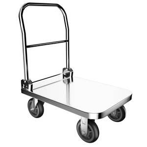 70*50CM Kleine RVS Platformkar met Stille Wielen, Opvouwbare Leuning voor Winkelen en Opslag, OEM Beschikbaar - Product Image 3