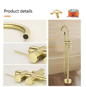 Robinet de baignoire thermostatique autoportant <span class=keywords><strong>AMAXO</strong></span> à double poignée en laiton, finition or rose brossé, haute pression, certifié CE SASO UPC - Product Image 4
