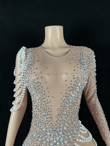 Yaznovance — combinaison à paillettes <span class=keywords><strong>pour</strong></span> femmes, tenue sensuelle avec des strass et des perles <span class=keywords><strong>pour</strong></span> modeler le corps, luxueux et Sexy, collection printemps 2022 - Product Image 6