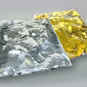 Precio de fábrica de papel de aluminio a prueba de rectángulo envolvente antideflagrante colorfast de plata de 2x5 cm metálico papel confeti de cumpleaños boda