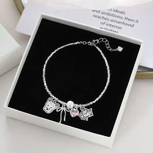 Dropshipping regalo S925 plata esterlina arco corazón pulsera mascota pulsera perro Avatar gatito foto encanto - Product Image 4