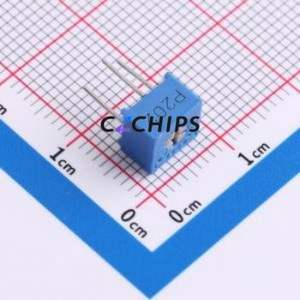 ตัวต้านทาน/โพเทนชิโอมิเตอร์แบบปรับได้สำหรับ3362P-1-202ผ่านชิ้นส่วนรู (THT)-3P, ตัวต้านทาน7x6.8มม. 10% 2Kohm 500 250mw pp/℃ - Product Image 1