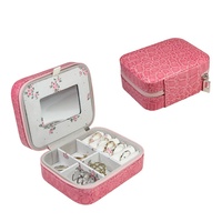 Boîte de rangement à bijoux de luxe en cuir PU et velours, design rectangulaire fait main, petite taille, fermeture à glissière, pour voyage, LG7275