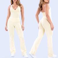 Ensemble 5 pièces extensible pour femme : hauts courts, shorts, soutien-gorge, t-shirts décontractés et pantalon évasé pour l'été