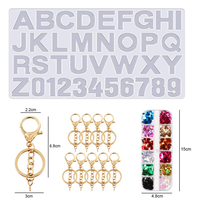 Moules en silicone moule 26 lettres outils de gâteau Kit de résine époxy, bricolage résine cristal époxy faisant avec porte-clés et paillettes colorées