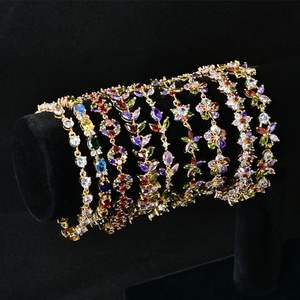 Charm moda donna Chic 18K placcato Oro zircone fiore <span class=keywords><strong>bracciale</strong></span> En o per le ragazze Pulseiras Femininas Oro Joyeria - Product Image 1