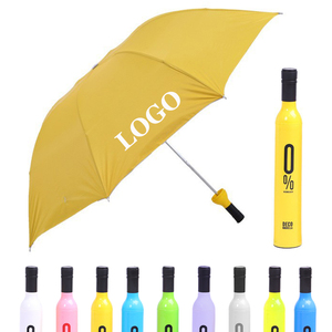 Paraguas Publicitarios Personalizados al por Mayor, Modernos, con Forma de Botella, de Tela Pongee, con Marco de Metal Negro, para Regalos Empresariales - Product Image 3