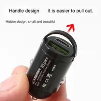 Mini 30W 2in1 chargeur de voiture PD Type C USB charge rapide adaptateur en alliage d'aluminium universel pour téléphones mobiles ordinateurs portables 12V-24V