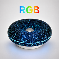 Lampe LED de Projection Étoilée Créative en Forme de Donut, Sans Fil, Rechargeable, RGB, Contrôle Tactile, Intensité Réglable, 2 Modes d'Installation, Veilleuse