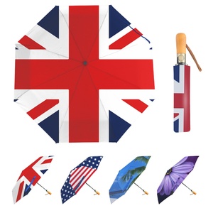 Patriotic Style Modern Blue National UK Flag Printed Straight Folding <b>Umbrella</b> for Sports Events Travel Daily Use Business Gifts - Product Image 1
