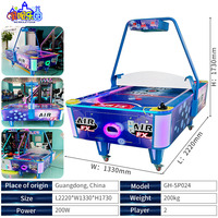 Table de hockey sur air commerciale en acrylique avec éclairage LED, machine de jeu d'arcade à monnayeur pour deux joueurs, idéale pour parcs d'attractions et centres de divertissement