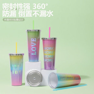 Shang Kou Ai 24oz Double Wall Plastic <b>Cup</b> Electroplated <b>Lid</b> <b>Reusable</b> Water Bottle Party Gift - Product Image 4