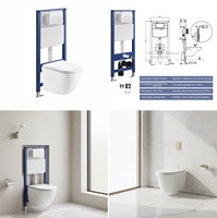 Ensemble WC mural moderne W04 en céramique avec réservoir encastré, double chasse, écologique et facile à nettoyer