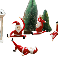Figurines de Noël artisanales en verre soufflé de Murano, rouge, 6 cm, décoratives pour table, cadeaux de fêtes, yoga, danse
