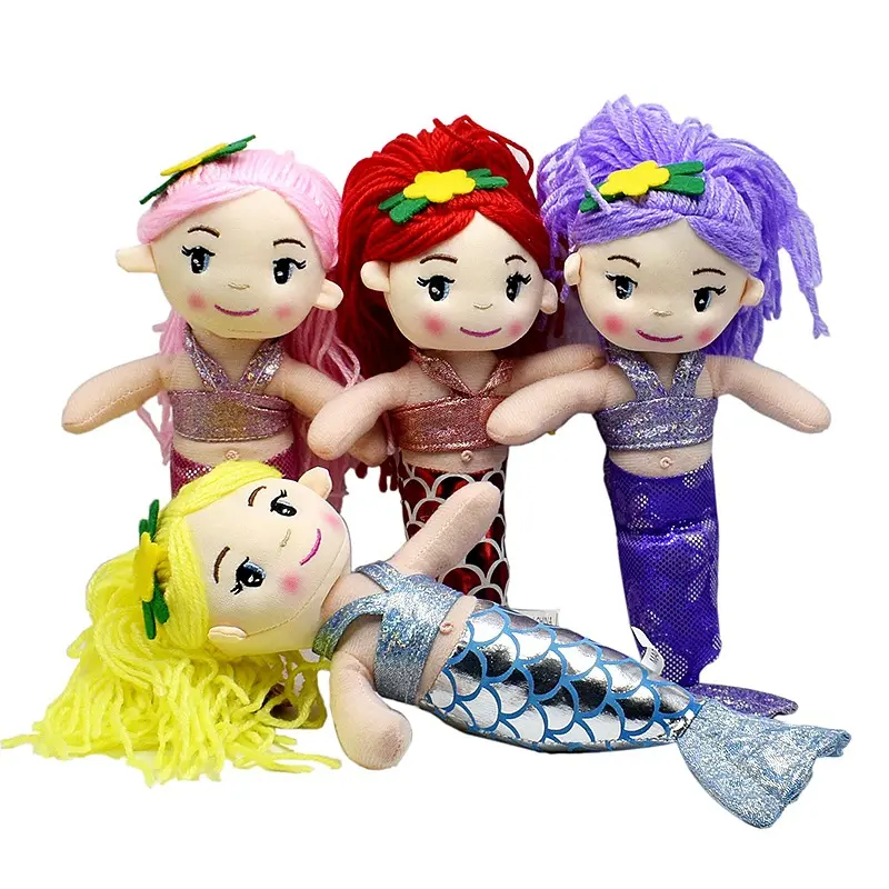 Boneca de pelúcia da sereia macia personalizada, brinquedos de pelúcia para menina