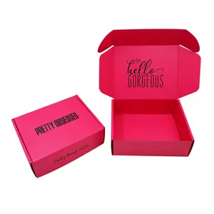 Großhandel Custom Logo Pink Farbe Kosmetik Wellpappe verpackung Mailer Box Versand box Papier box